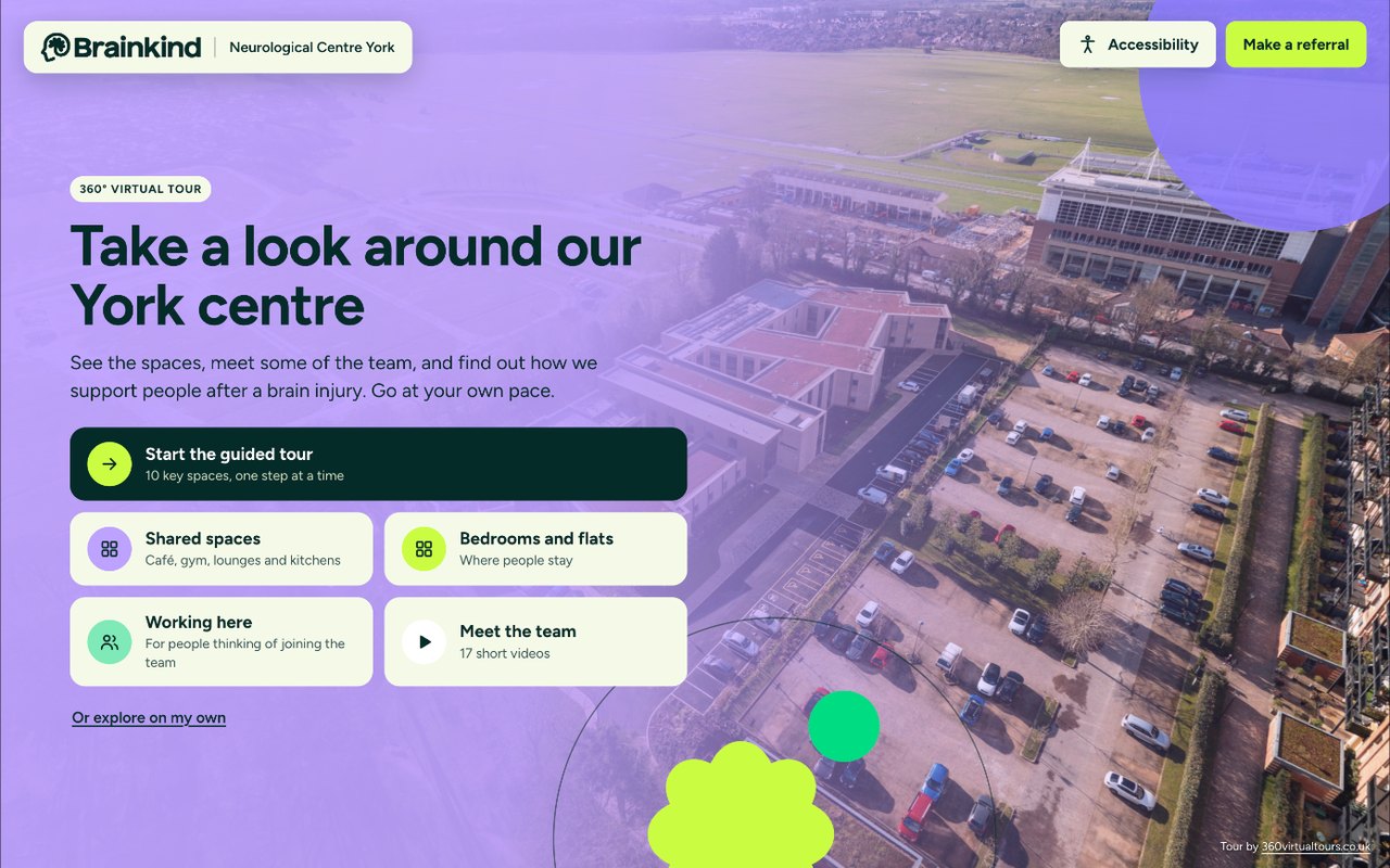 Brainkind Neurological Centre York virtual tour interface